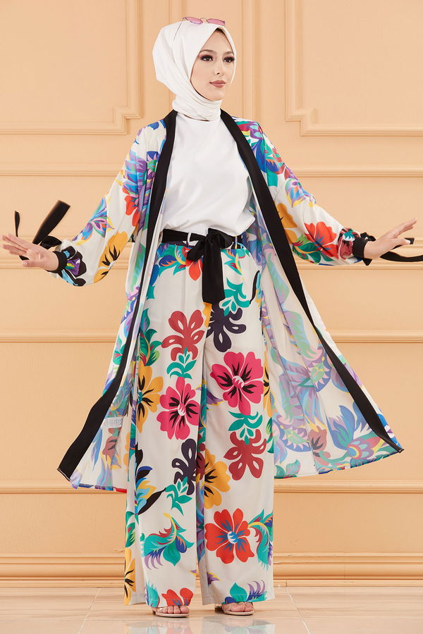 Düz Orta Kadın çok Renkli KIMONO TAKIM - 20648