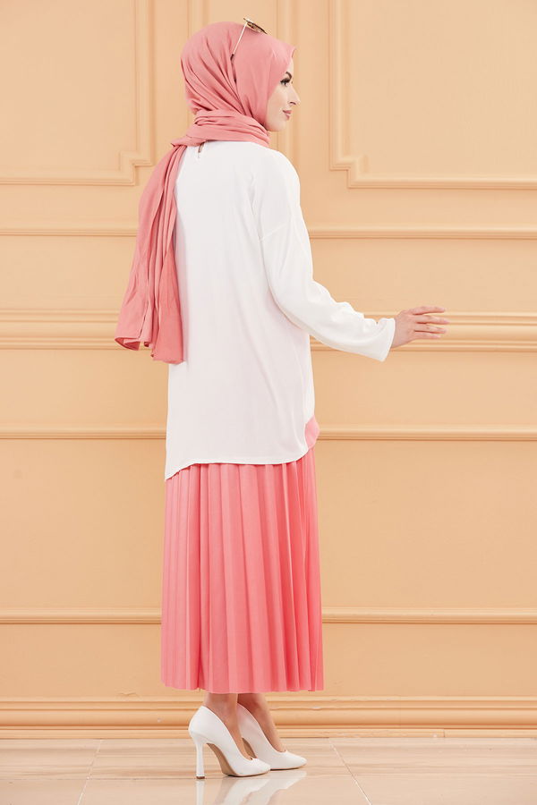 Düz Orta Kadın Pembe TUNIK ETEK - 20677 PEMBE