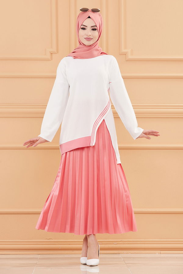 Düz Orta Kadın Pembe TUNIK ETEK - 20677 PEMBE