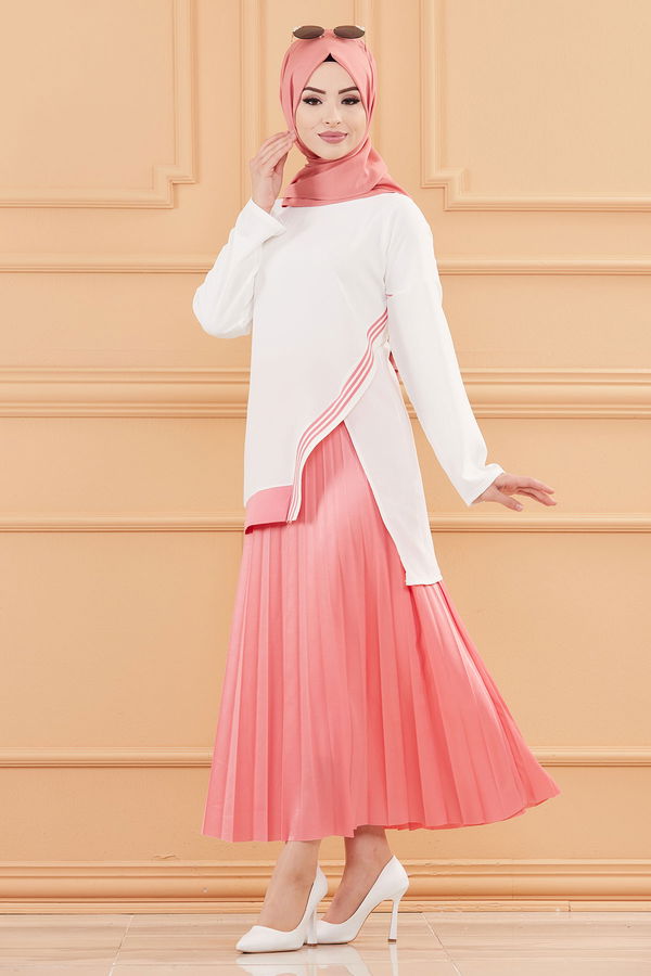 Düz Orta Kadın Pembe TUNIK ETEK - 20677 PEMBE