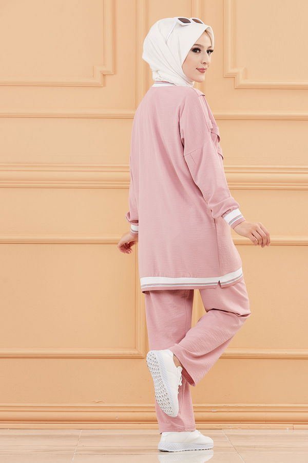 Düz Orta Kadın Pembe TUNIK PANTOLON - 20683 PEMBE