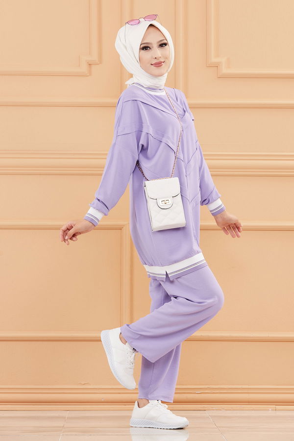 Düz Orta Kadın Lila TUNIK PANTOLON - 20683 LİLA