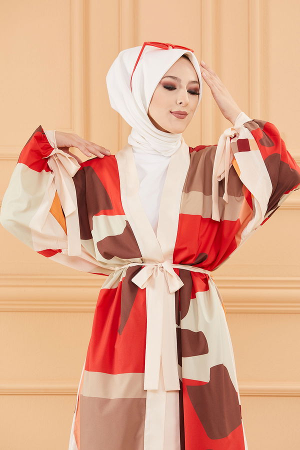 Düz Orta Kadın Bej KIMONO TAKIM - 20648 BEJ