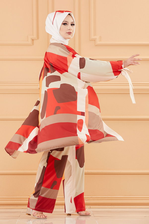 Düz Orta Kadın Bej KIMONO TAKIM - 20648 BEJ