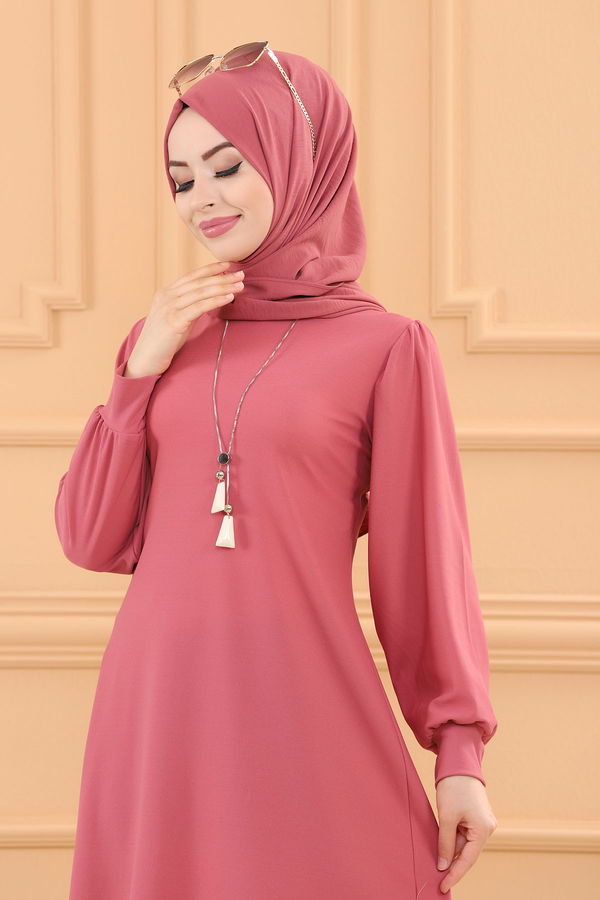 Düz Bisiklet Yaka Kadın Pembe TUNIK PANTOLON - 3593 PEMBE