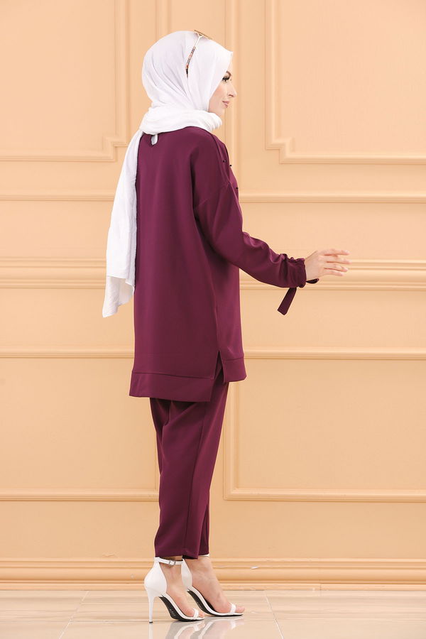 Düz Orta Kadın Mor TUNIK PANTOLON - 3502