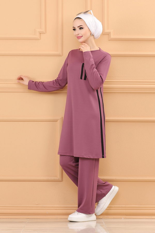 Düz Orta Kadın Lila TUNIK PANTOLON - 3751 LİLA