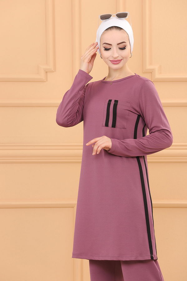 Düz Orta Kadın Lila TUNIK PANTOLON - 3751 LİLA