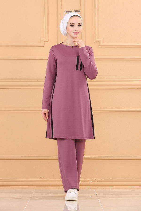 Düz Orta Kadın Lila TUNIK PANTOLON - 3751 LİLA