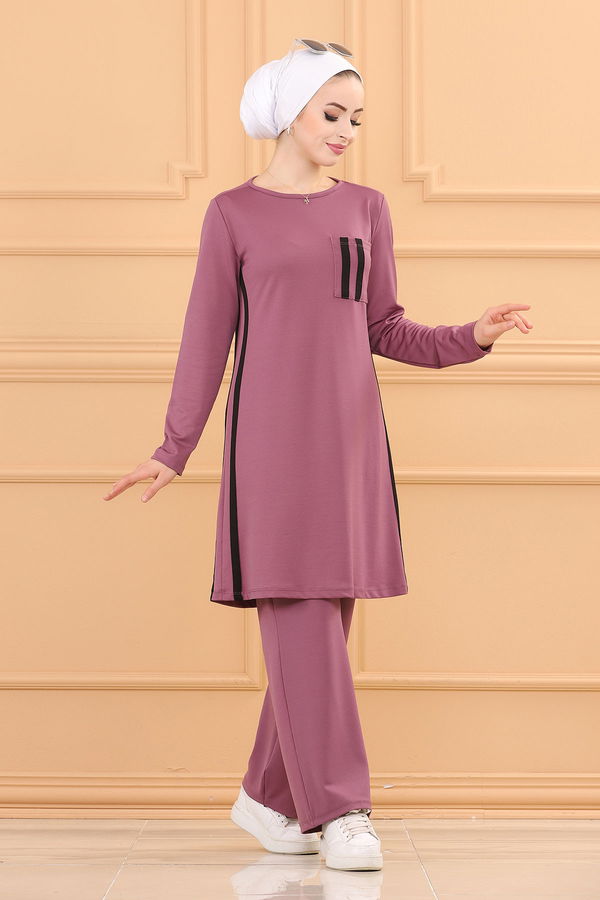 Düz Orta Kadın Lila TUNIK PANTOLON - 3751 LİLA