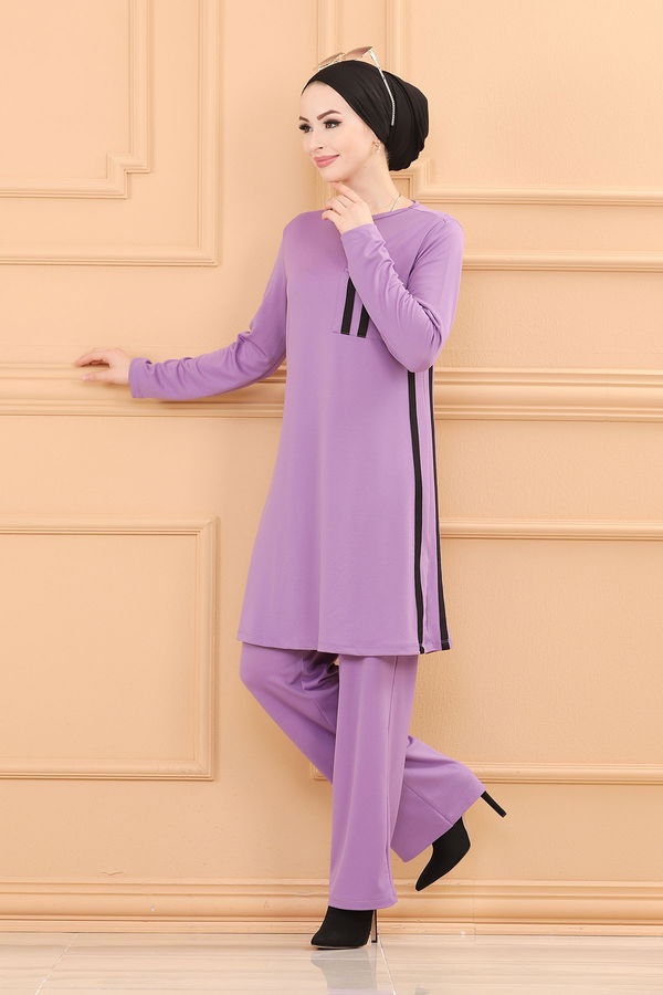 Düz Orta Kadın Lila TUNIK PANTOLON - 3751 LİLA