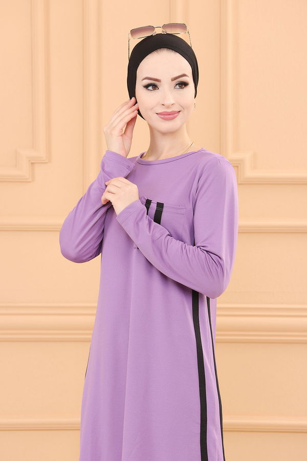 Düz Orta Kadın Lila TUNIK PANTOLON - 3751 LİLA