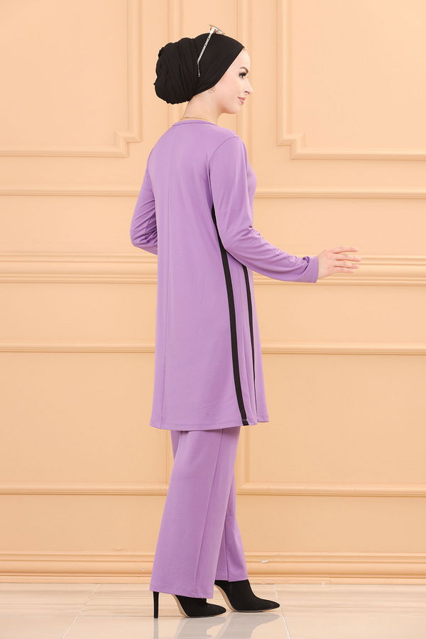 Düz Orta Kadın Lila TUNIK PANTOLON - 3751 LİLA