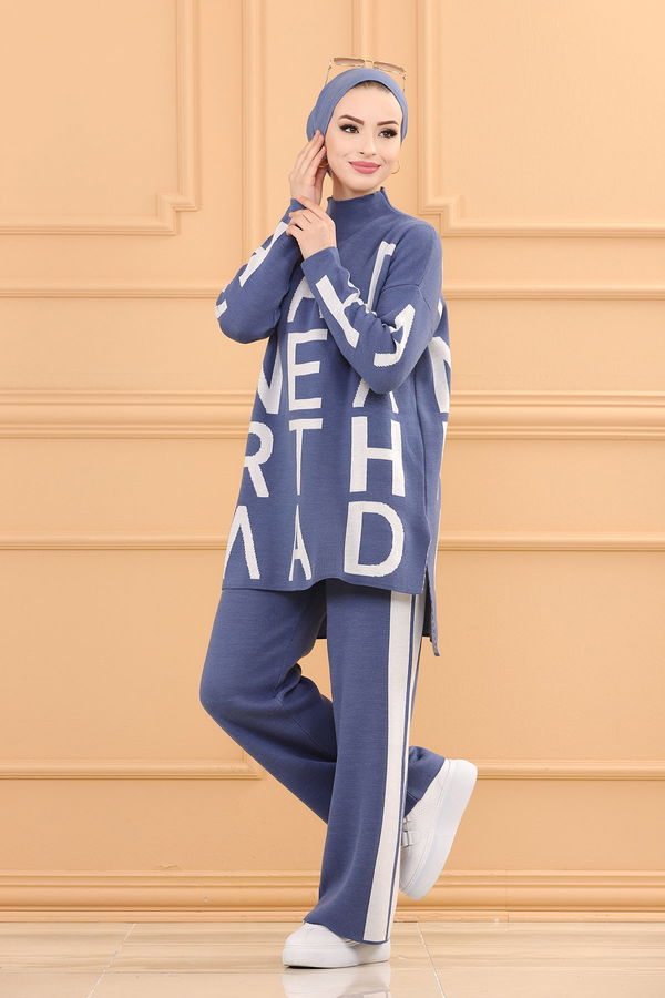 Düz Orta Kadın Mavi Tunık Pantolon INDIGO - 20700 - 20700 MAVİ