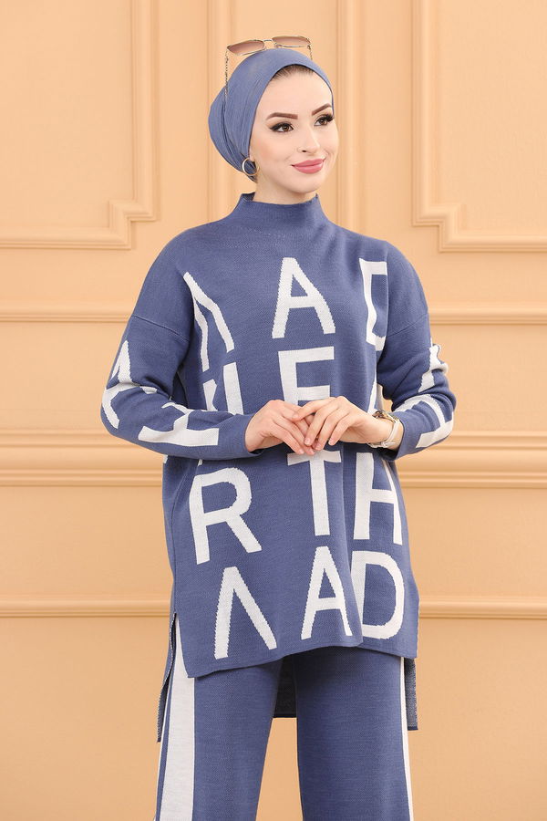 Düz Orta Kadın Mavi Tunık Pantolon INDIGO - 20700 - 20700 MAVİ