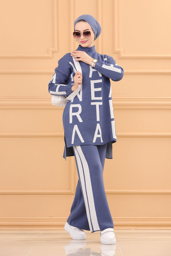 Düz Orta Kadın Mavi Tunık Pantolon INDIGO - 20700 - 20700 MAVİ
