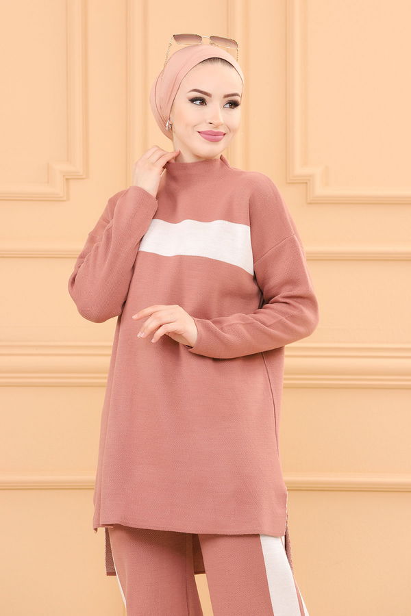 Düz Orta Kadın Pembe Tunık Pantolon GUL - 20704 - 20704 PEMBE