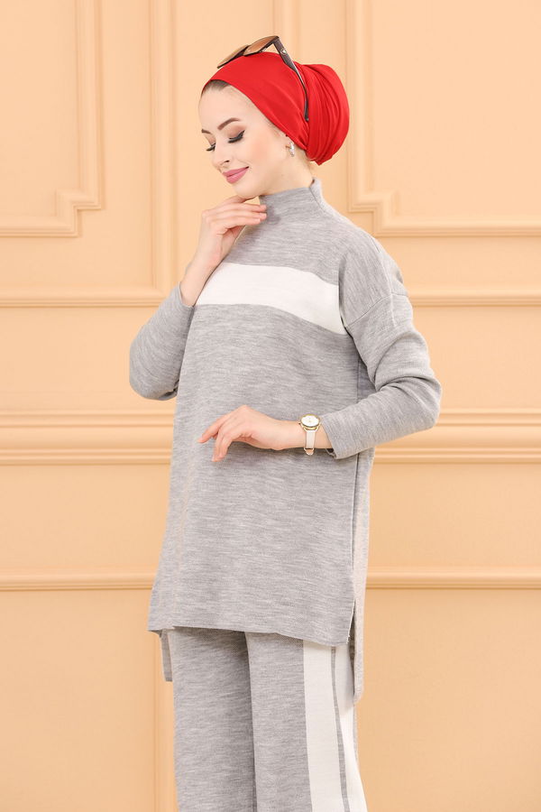 Düz Orta Kadın Gri Tunık Pantolon GRI - 20704 - 20704 GRİ