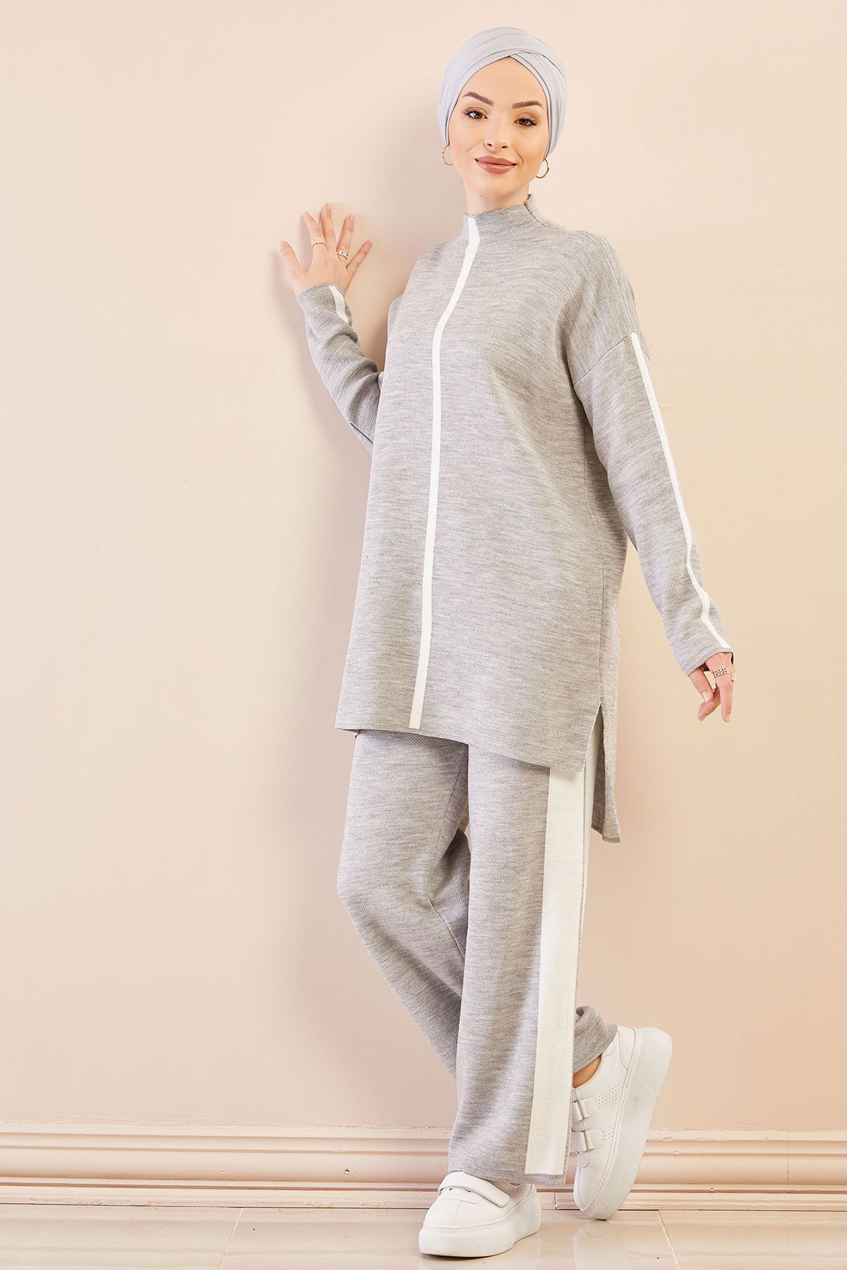 Düz Orta Kadın Gri Tunık Pantolon GRI - 20699 - 20699 GRİ