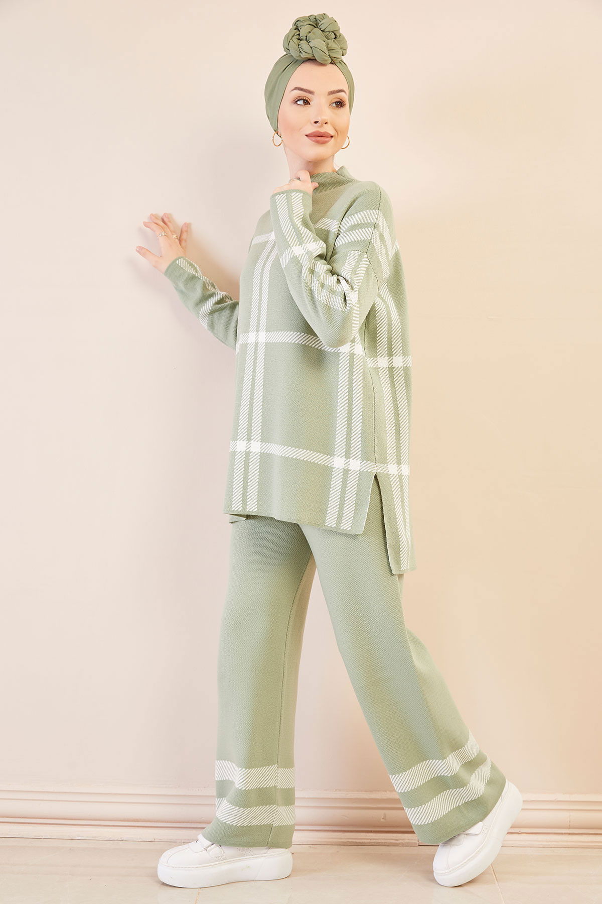 Düz Orta Kadın Yeşil Tunık Pantolon MINT - 20751 - 20751 YEŞİL