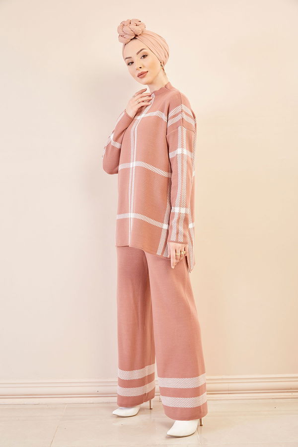 Düz Orta Kadın Pembe Tunık Pantolon GUL - 20751 - 20751 PEMBE