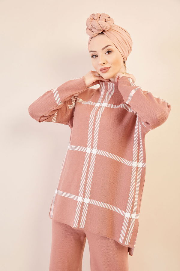 Düz Orta Kadın Pembe Tunık Pantolon GUL - 20751 - 20751 PEMBE