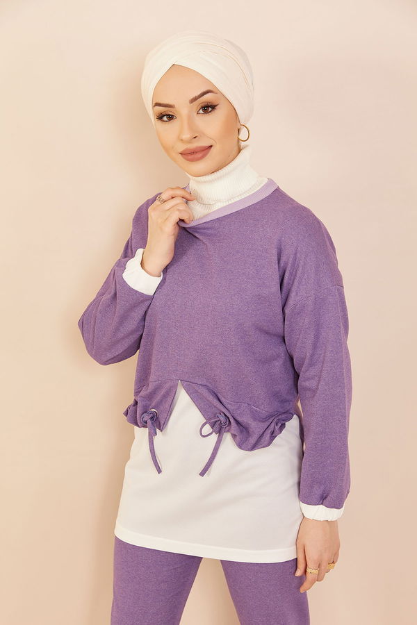 Düz Orta Kadın Lila Tunık Pantolon LILA - 8861 - 8861 LİLA