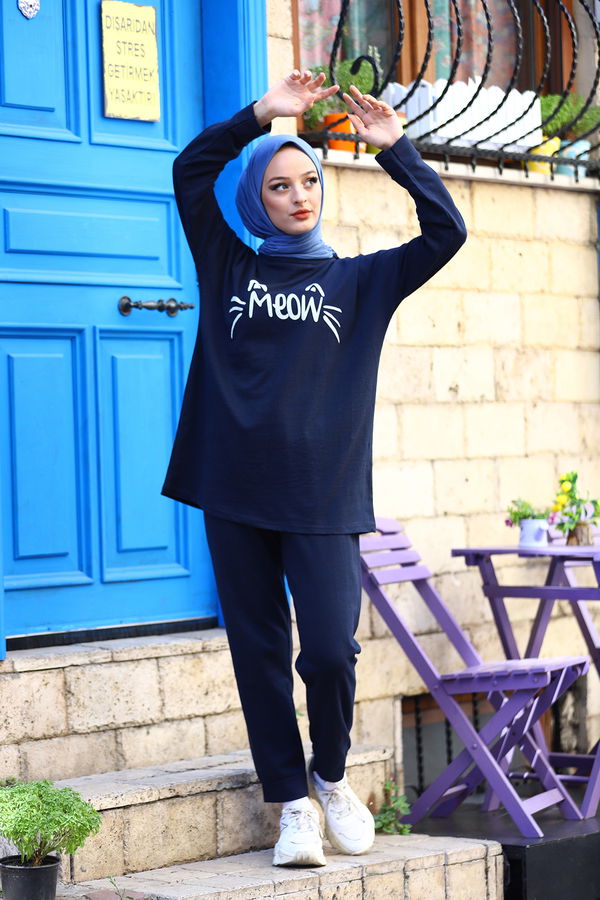 Düz Orta Kadın Lacivert TUNIK PANTOLON - 4206
