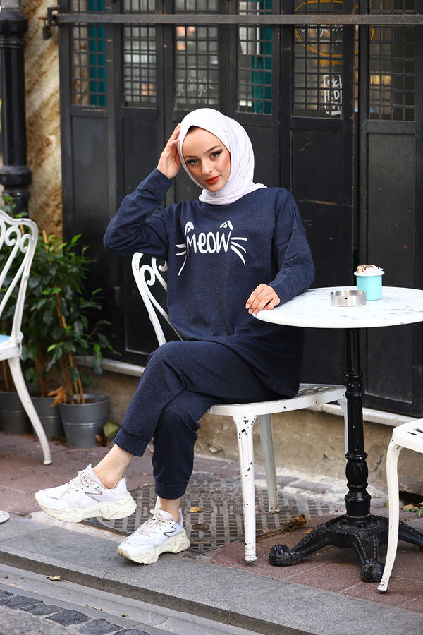 Düz Orta Kadın Mavi TUNIK PANTOLON - 4206 MAVİ