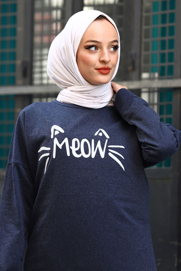 Düz Orta Kadın Mavi TUNIK PANTOLON - 4206 MAVİ