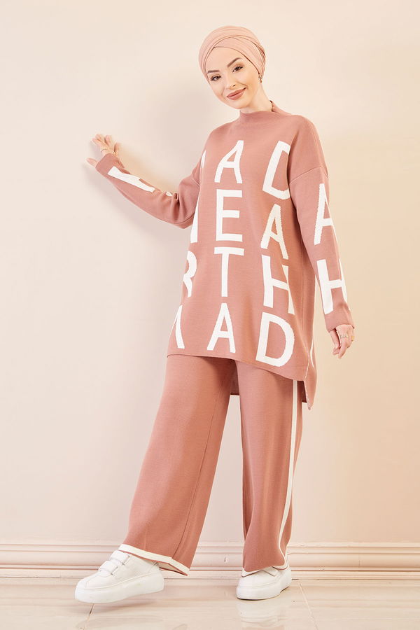 Düz Orta Kadın Pembe Tunık Pantolon GUL - 20700 - 20700 PEMBE