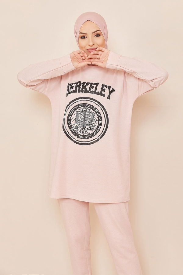 Düz Orta Kadın Pembe TUNIK PANTOLON - 4216 PEMBE