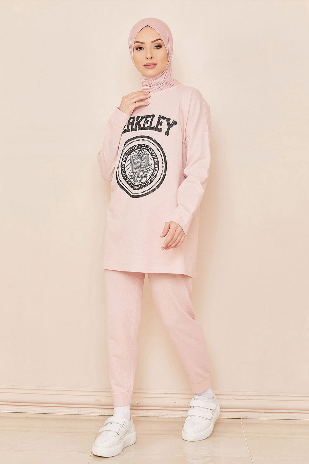 Düz Orta Kadın Pembe TUNIK PANTOLON - 4216 PEMBE