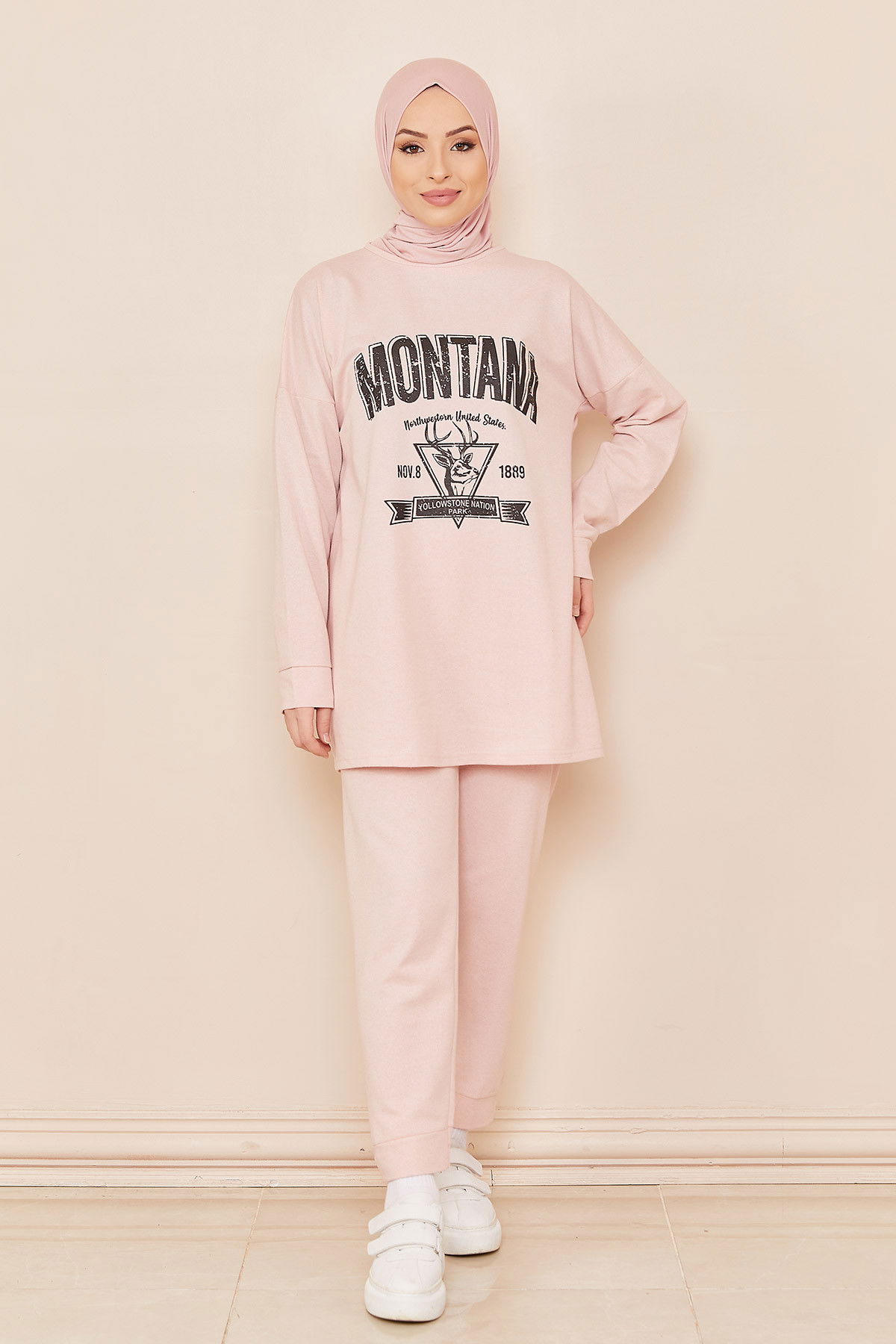 Düz Orta Kadın Pembe TUNIK PANTOLON - 4217