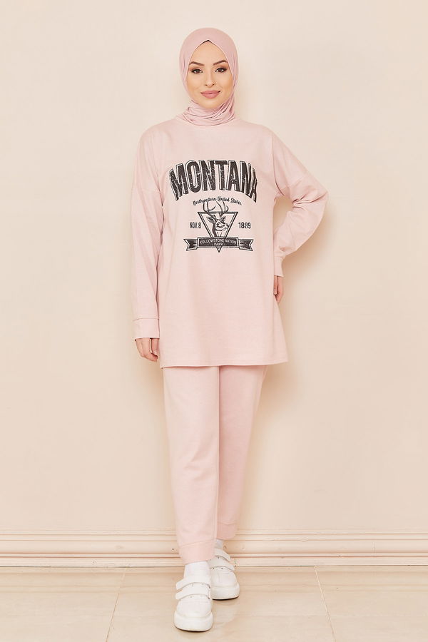 Düz Orta Kadın Pembe TUNIK PANTOLON - 4217