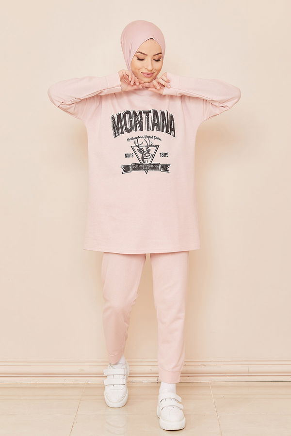 Düz Orta Kadın Pembe TUNIK PANTOLON - 4217