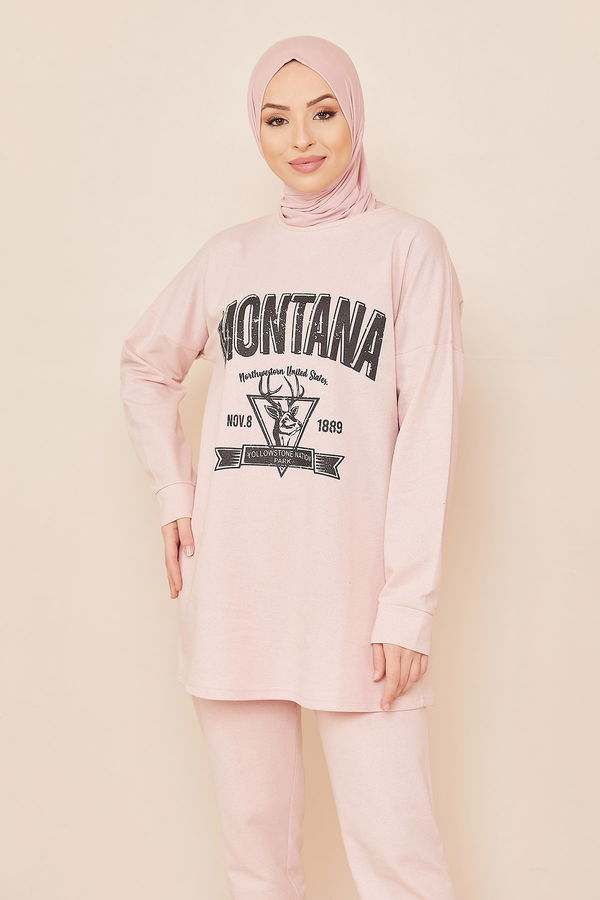 Düz Orta Kadın Pembe TUNIK PANTOLON - 4217