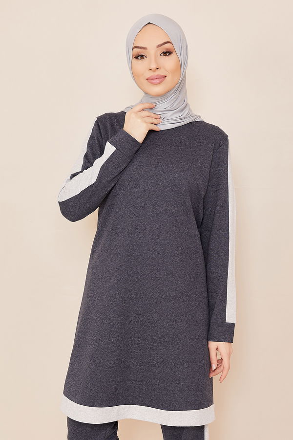 Düz Orta Kadın Antrasit TUNIK PANTOLON - 4221 ANTRASİT