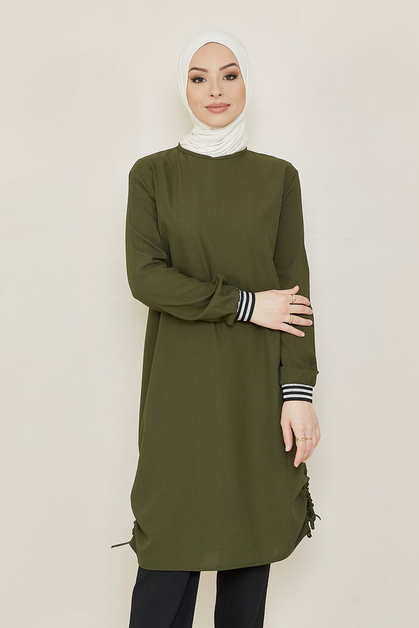 Düz Orta Kadın Haki TUNIK PANTOLON - 3705 HAKİ