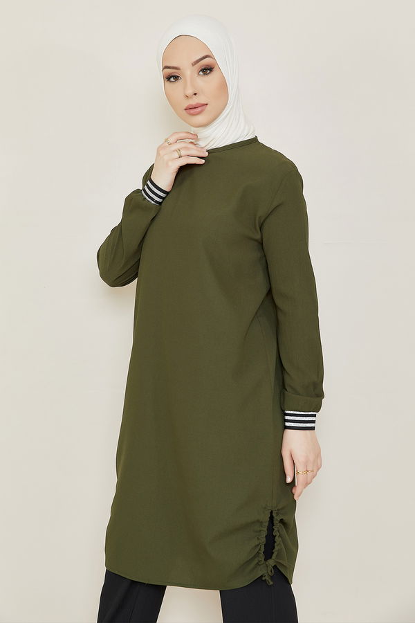 Düz Orta Kadın Haki TUNIK PANTOLON - 3705 HAKİ