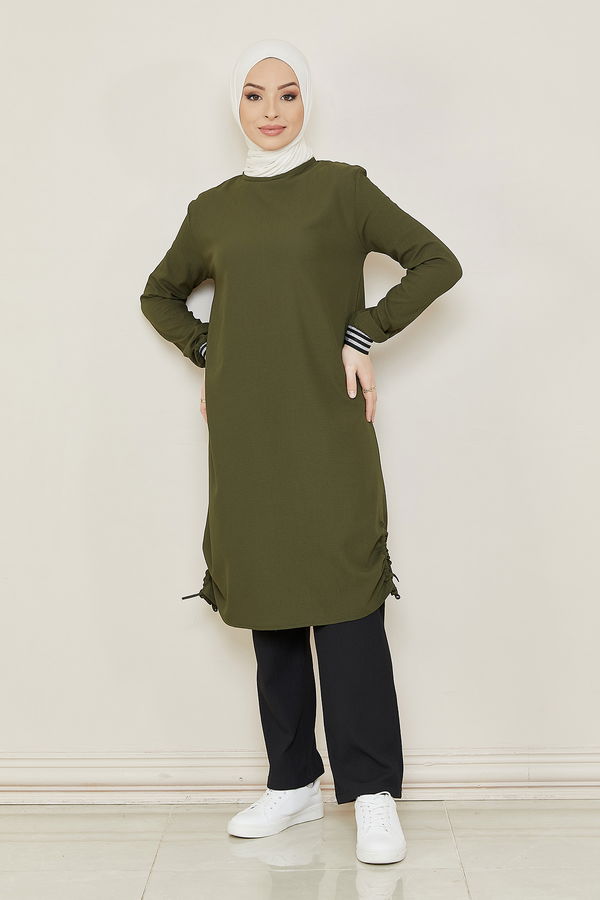 Düz Orta Kadın Haki TUNIK PANTOLON - 3705 HAKİ