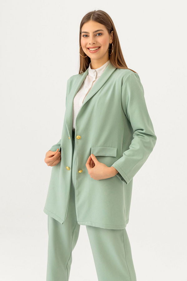 Düz Orta Kadın Yeşil CEKET PANTOLON - 3501 YEŞİL
