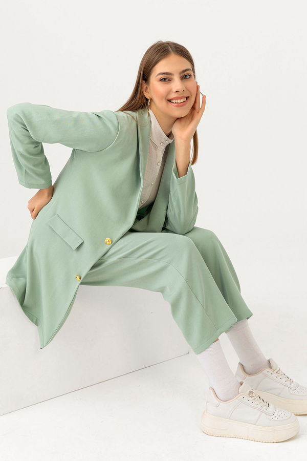 Düz Orta Kadın Yeşil CEKET PANTOLON - 3501 YEŞİL