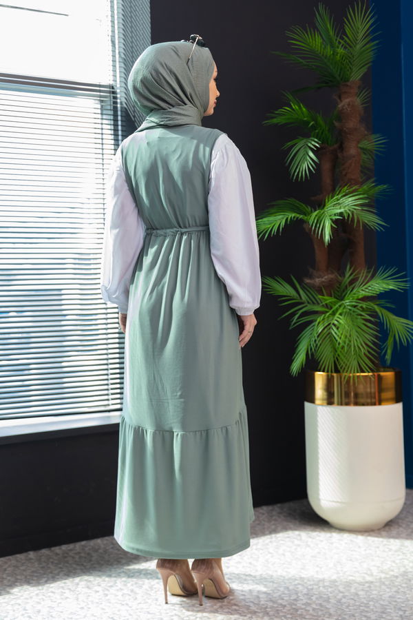 Düz Orta Kadın Yeşil Gömlek+Elbise - 3966