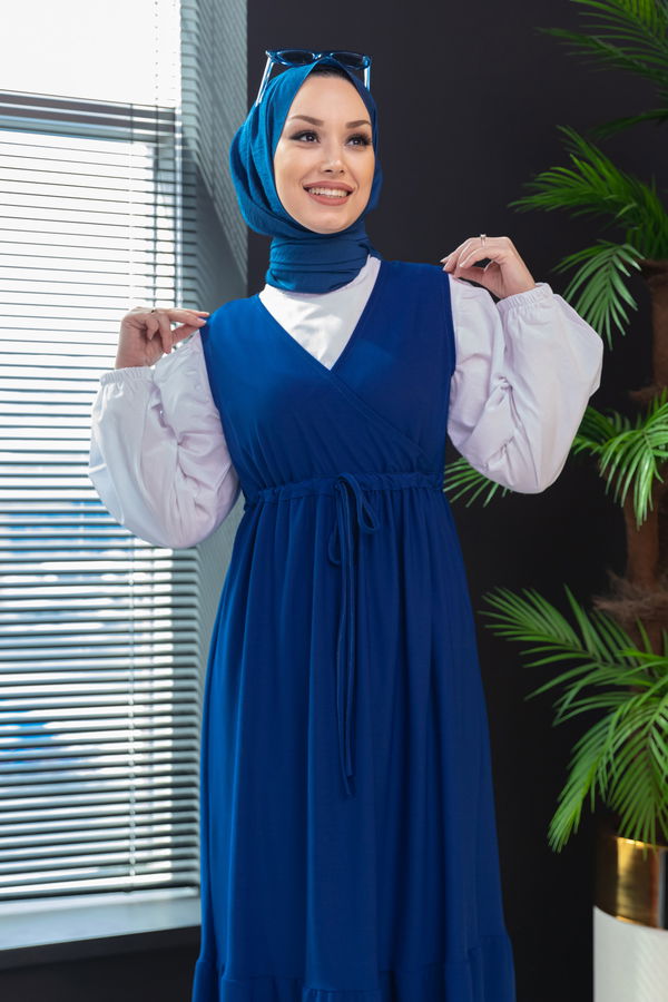 Düz Orta Kadın Mavi Gömlek+Elbise - 3966 MAVİ