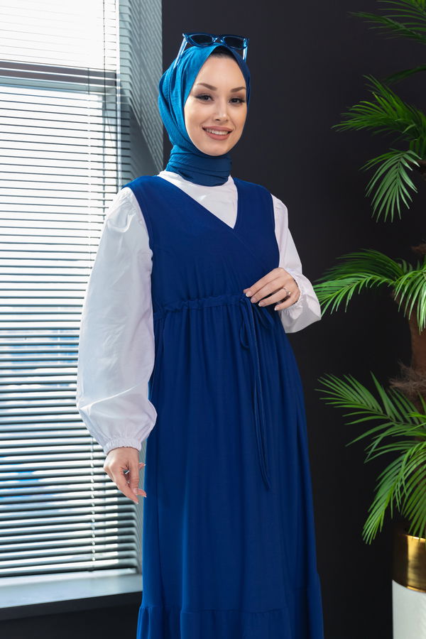Düz Orta Kadın Mavi Gömlek+Elbise - 3966 MAVİ