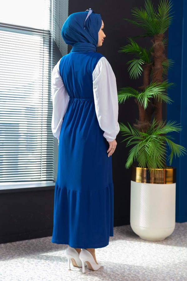 Düz Orta Kadın Mavi Gömlek+Elbise - 3966 MAVİ