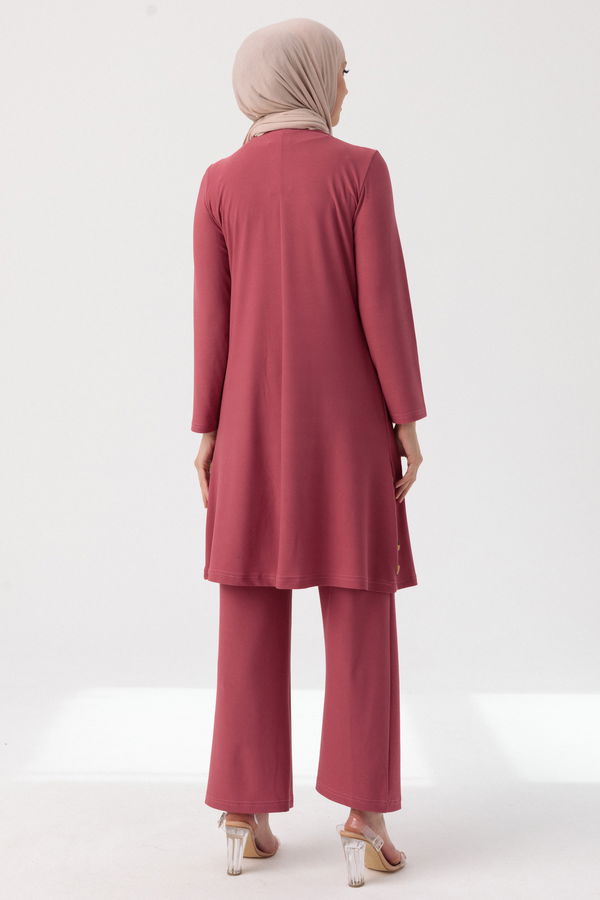 Düz Orta Kadın Pembe TUNIK PANTOLON - 3758 PEMBE