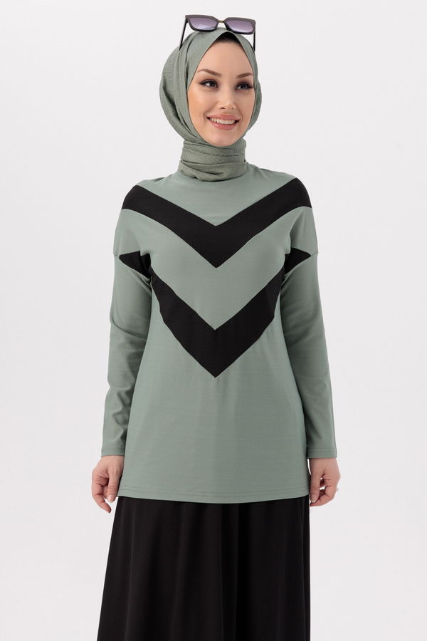 Düz Orta Kadın Yeşil Bluz Etek YESIL - 3766 - 3766 YEŞİL