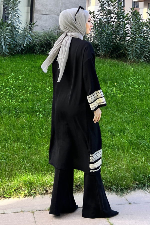 Düz Orta Kadın Siyah Kimono - 10166